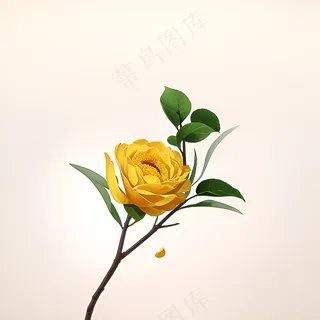 白色黄色手绘新中式风格花植物140 白色黄色手绘新中式风格花植物140
