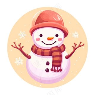 圣诞雪人红帽子围巾卡通插画免抠
