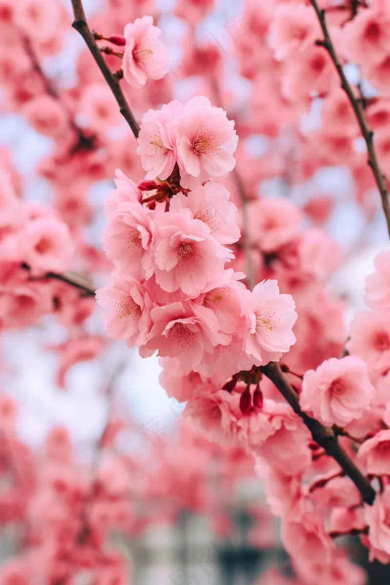 春天粉色樱花树摄影图(2688x4032)