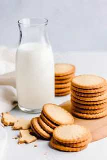 营养早餐饼干牛奶摄影图