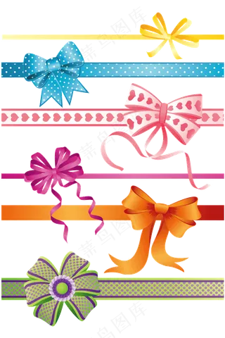 彩色蝴蝶结装饰元素矢量免扣AI素材