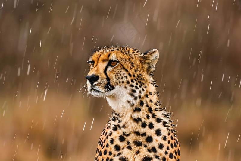 雨中的猎豹保护动物摄影图(4032x2688)