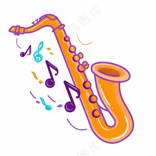 萨克斯乐器卡通插画免抠