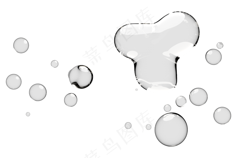 高清日系极简逼真透明水滴液体气泡水珠空气感png免扣素材 (