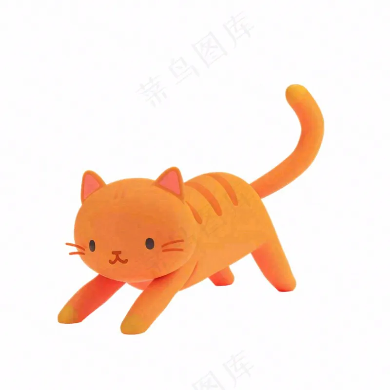 猫咪宠物橘猫卡通插画免抠(1024x1024)