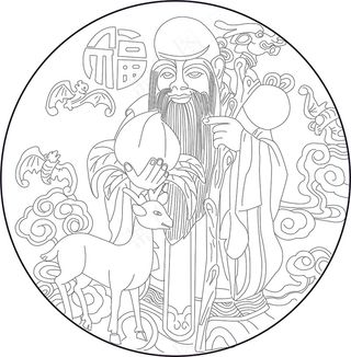 老寿星圆形雕刻图