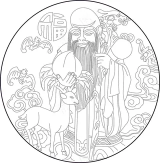 老寿星圆形雕刻图