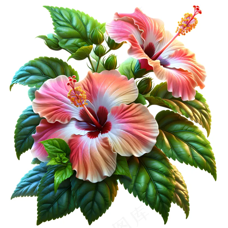 扶桑花手绘插画