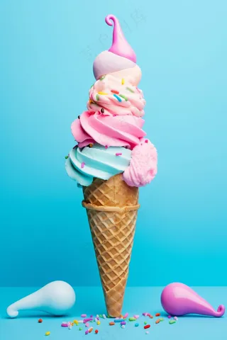 夏日冰淇淋蛋筒摄影图