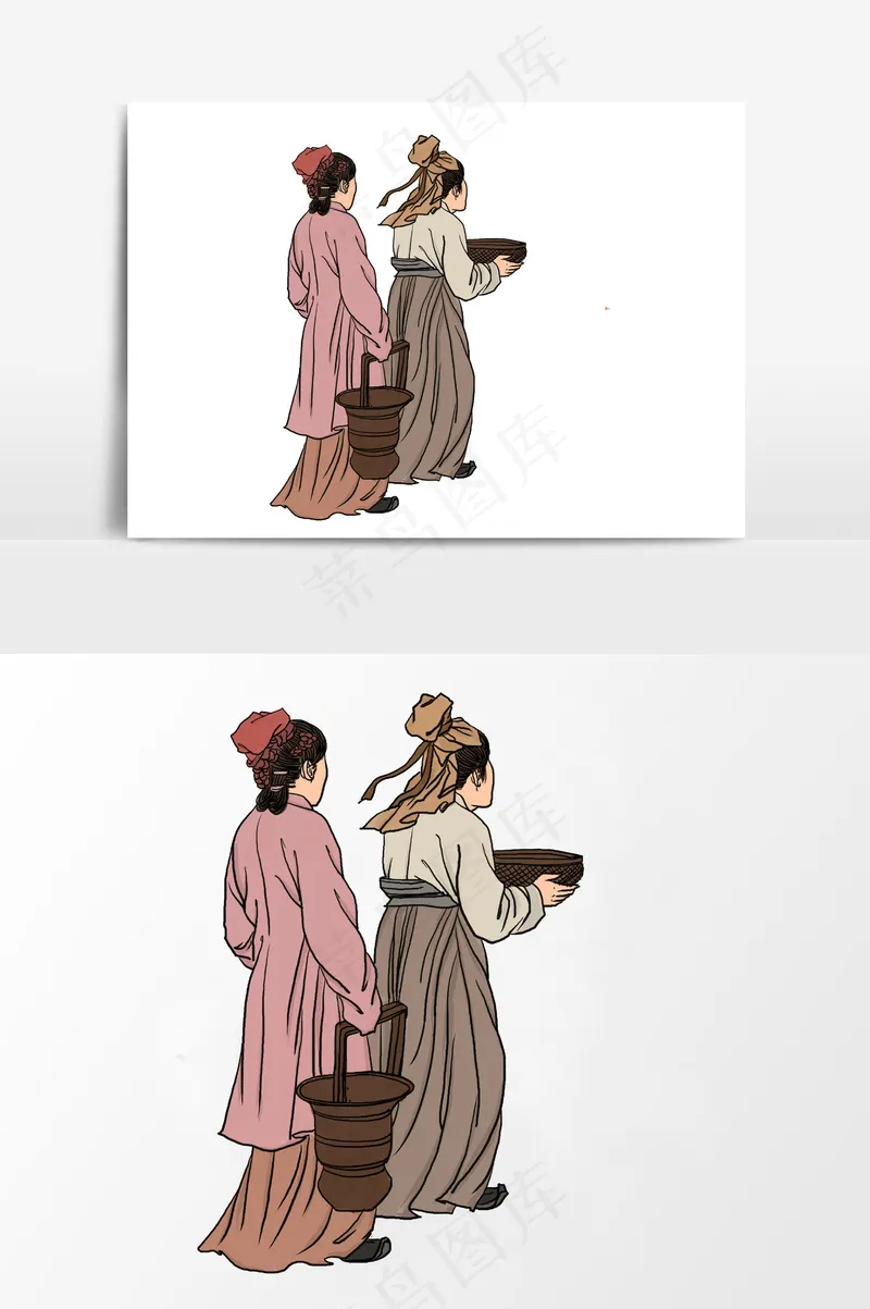 插画丨国风人物丨劳动者017丨PPT插图psd模版下载