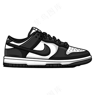 免扣一双卡通的黑白球鞋