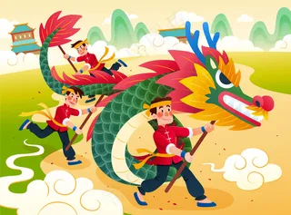 喜庆龙年插画海报 (39)