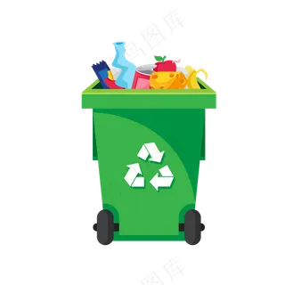 免抠装着垃圾的绿色垃圾桶