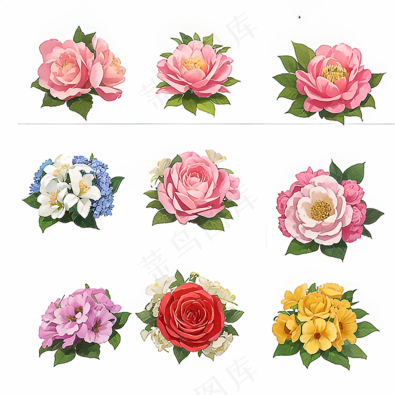 红色黄色粉色玫瑰花免抠素材19