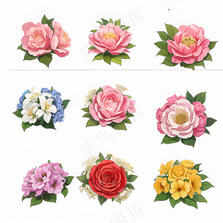 红色黄色粉色玫瑰花免抠素材19