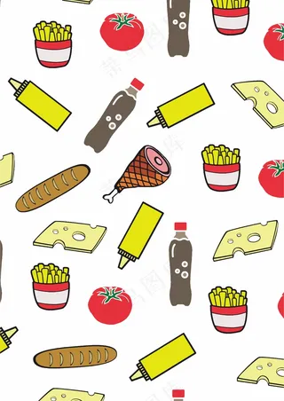 快餐食物合集 鸡腿可乐面包