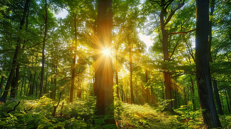 山林森林阳光绿色大自然风景摄影图