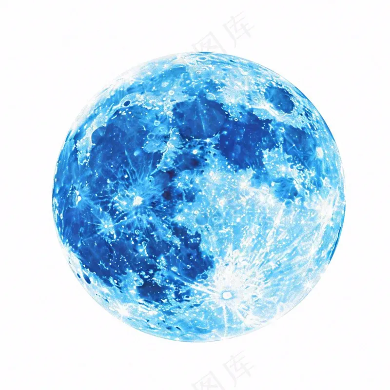月球月亮蓝色天气卡通插画免抠(1024x1024)