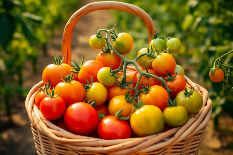 编织篮的西红柿番茄摄影图(4032x2688)