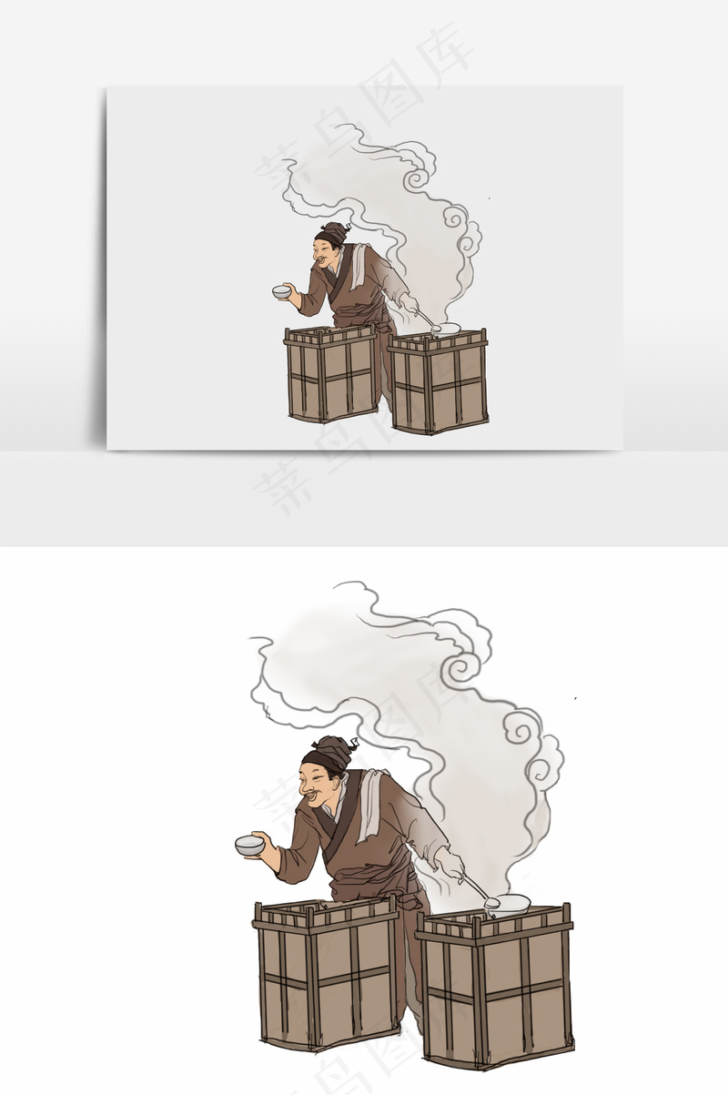 插画丨国风人物丨生意人001丨PPT插图