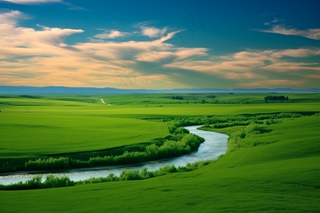 新疆春天草原风光大自然风景摄影图