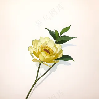 白色黄色手绘新中式风格花植物137