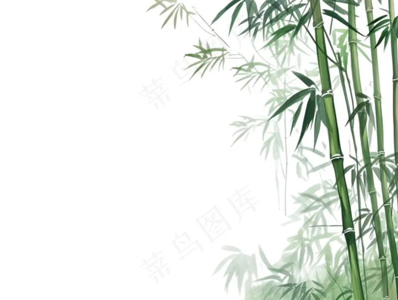 竹林竹子水墨画墨绿插画免抠(1232x928)