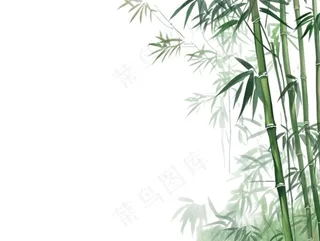 竹林竹子水墨画墨绿插画免抠