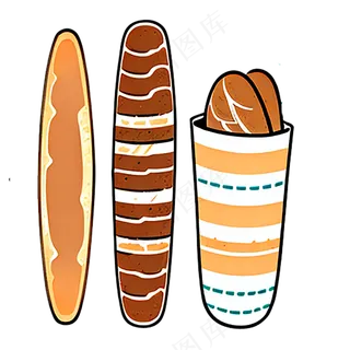 法棍面包西餐插画食物