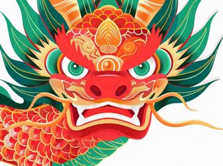 中国龙动物国潮风插画免抠