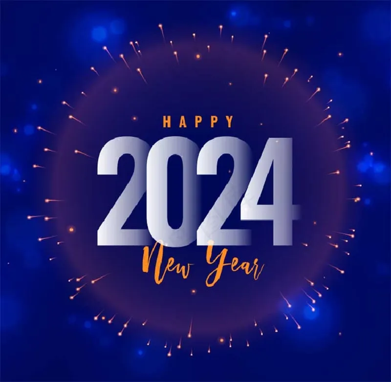 蓝色 2024年时钟海报cdr矢量模版下载