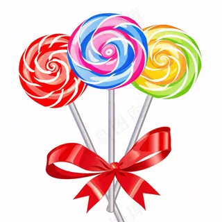 彩虹棒棒糖甜蜜卡通插画免抠