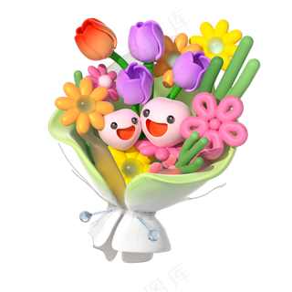 母亲节太阳花卡通花一束花免扣素材 (5)