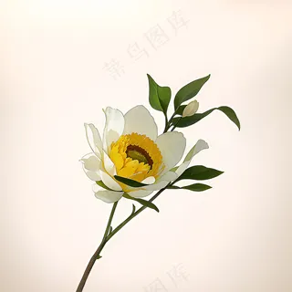 白色黄色手绘新中式风格花植物108