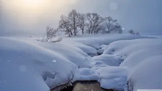 AI产生结冰河面冬季雪景高清壁纸