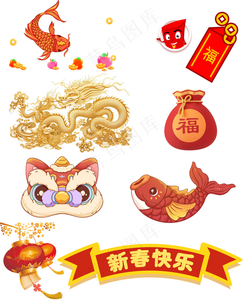 春节喜庆装饰元素大合集psd模版下载