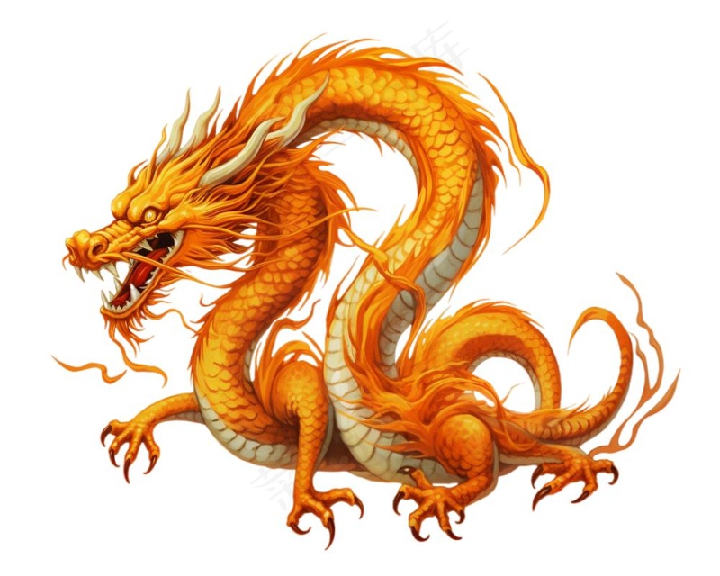 龙金色的龙卡通插画免抠(1200x960)