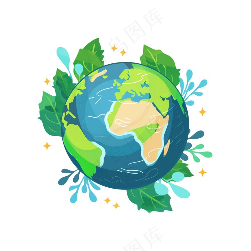 世界地球保护环境绿色卡通插画免抠