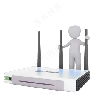 3D路由器白色小人ppt用