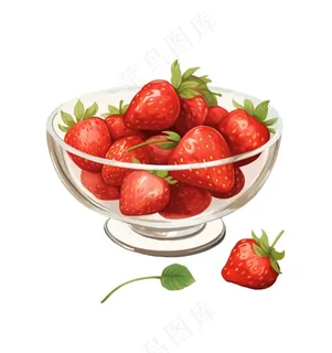 草莓碗卡通插画免抠 草莓碗卡通插画免抠