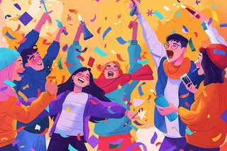 狂欢派对青年聚会庆祝活动热闹青年节卡通插画背景