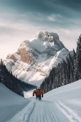 冬季雪季高山攀爬滑雪极限运动摄影图 