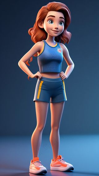 3D卡通人物篮球运动员女性4