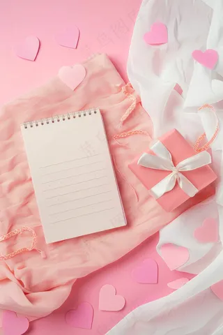 粉色礼物便签贺卡浪漫爱心妇女节摄影图