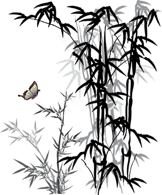 中国风水墨竹子图片古风竹叶竹林水彩手绘插画PNG免扣设计