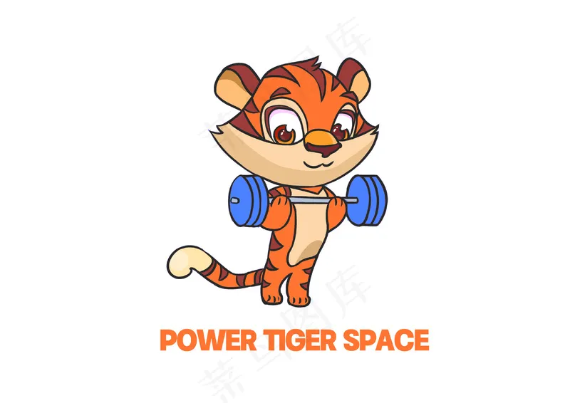 老虎卡通形象  LOGO   手绘psd模版下载