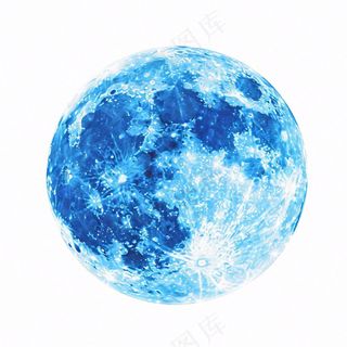 月球月亮蓝色天气卡通插画免抠