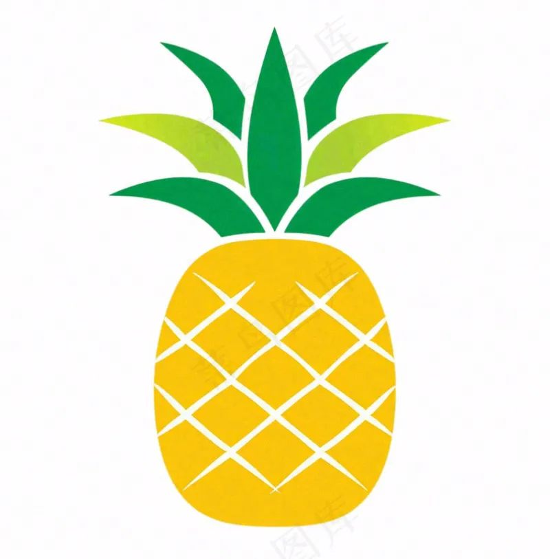 菠萝水果卡通插画免抠(1024x1040)