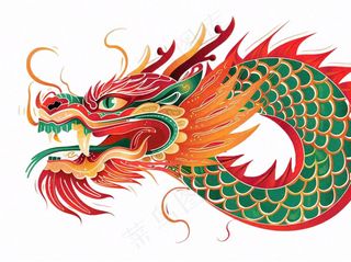 中国龙动物国潮风插画免抠