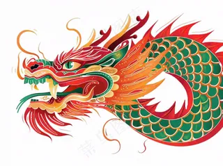 中国龙动物国潮风插画免抠